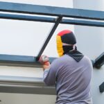 Dubai pergola installation team villa aluminium structure workers