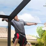 professional pergola installation Dubai villa aluminium frame